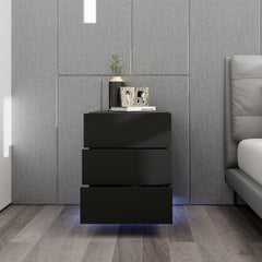Bedside table with led side table - 3 drawers - Black