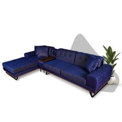 Sectional Sofa - Asya - 2 Tone Blue Fabric