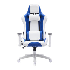 Office Chair - Gaming / Faux Leather White / Blue