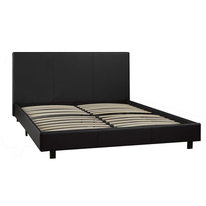 Renzo - Queen Bed - Black Faux Leather