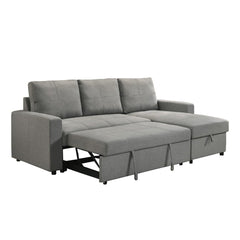 Reversible Sectional L-Shaped Sofa Bed - Gray Fabric - Benjamin