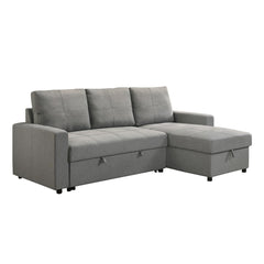 Reversible Sectional L-Shaped Sofa Bed - Gray Fabric - Benjamin