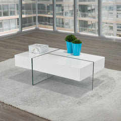 Anna - Coffee Table with Storage - Glossy White