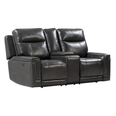 Electric Recliner Loveseat - Anthracite Gray Leather - Dallas
