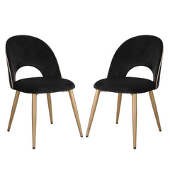 Ensemble de 2 chaises / 33"H / Velour Noir / Or