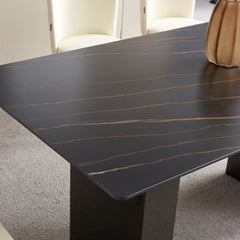 Dining Table - 36"x 71" - Black Ceramic / Dark Gray Metal