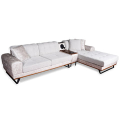 Sofa Sectionnel - Asya - Tissu Gris Pale 2 tons