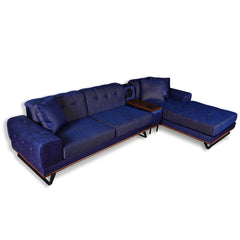 Sofa Sectionnel - Asya - Tissu Bleu 2 tons