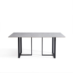 Table à Manger - 36"x71" - Céramique Gris / Métal Noir