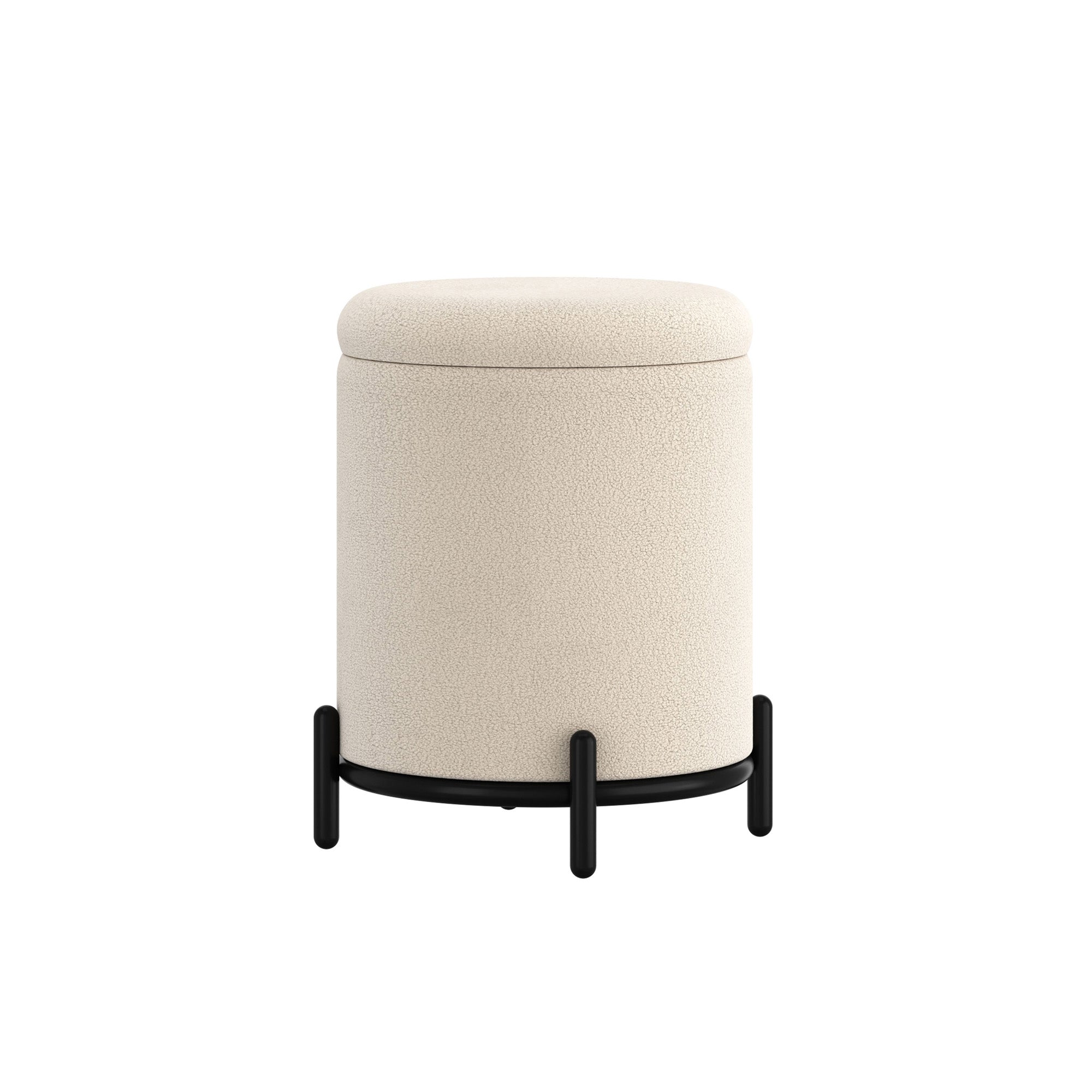 Castor - Ottoman avec rangement - Bouclé Beige
