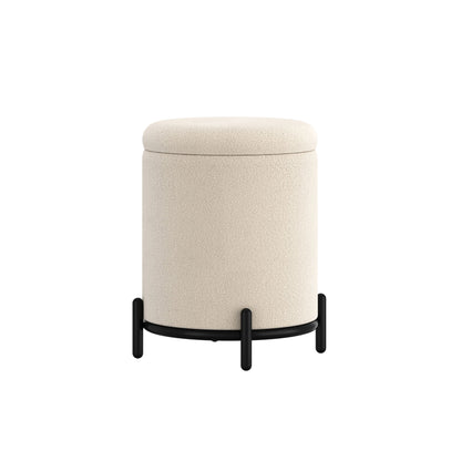Castor - Ottoman avec rangement - Bouclé Beige