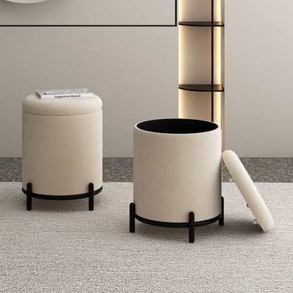 Castor - Ottoman avec rangement - Bouclé Beige