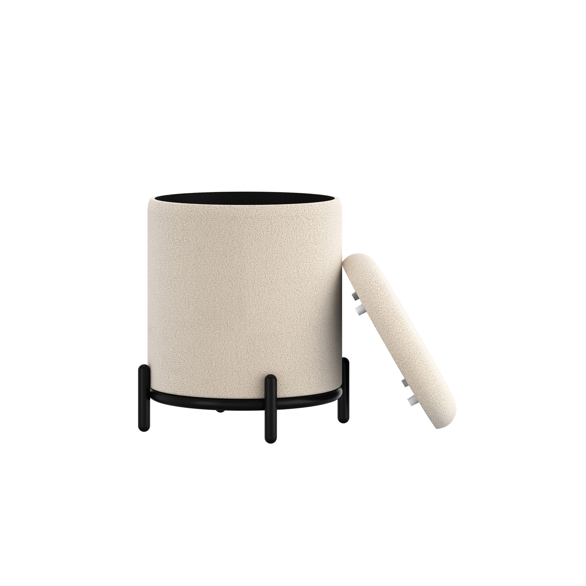 Castor - Ottoman avec rangement - Bouclé Beige