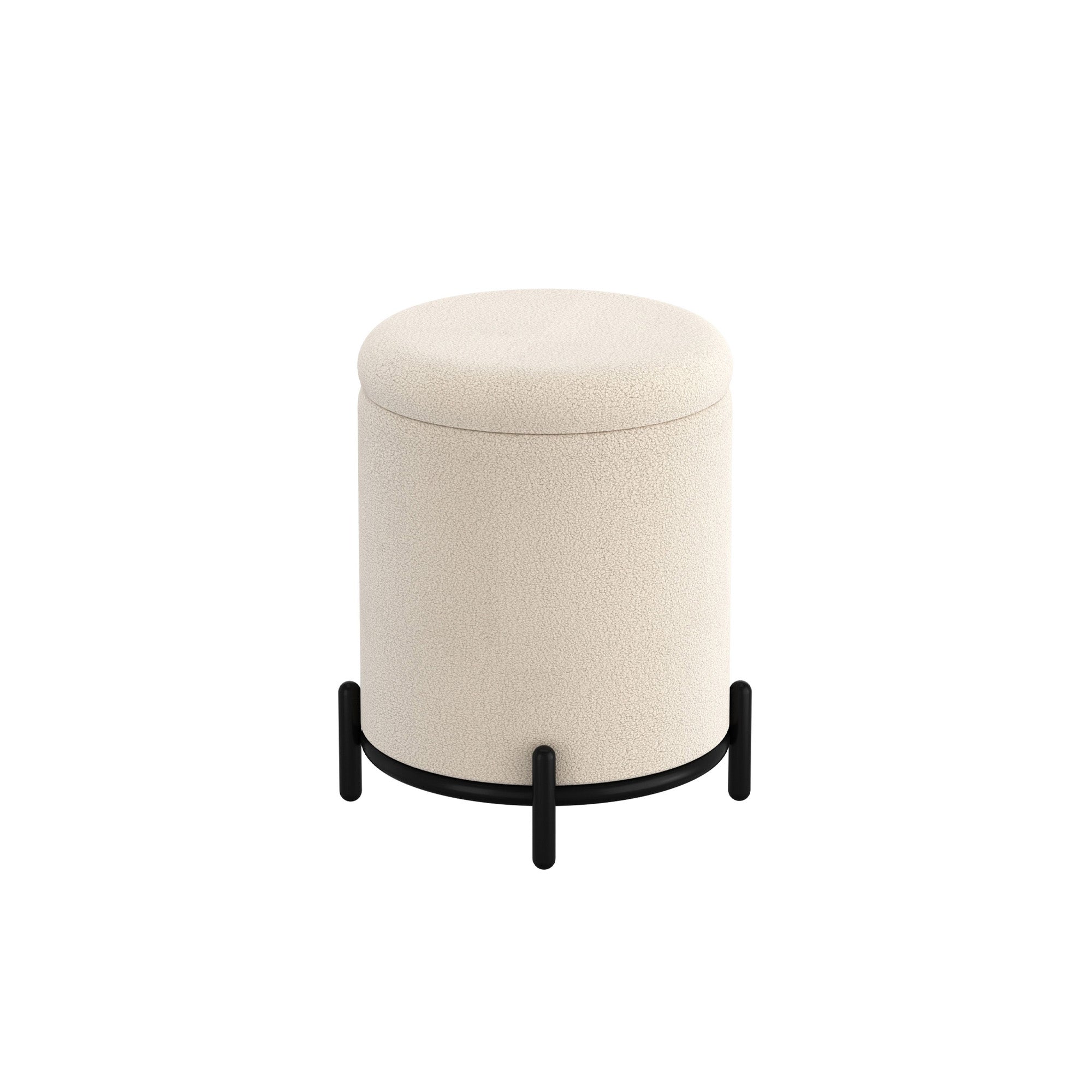 Castor - Ottoman avec rangement - Bouclé Beige