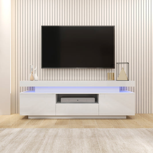 LED TV Stand - Entertainment Unit - Glossy White - 63in 1600