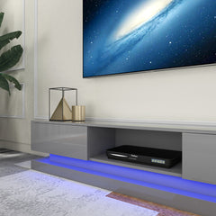 LED TV Stand - Entertainment Unit - Glossy Gray - 70in