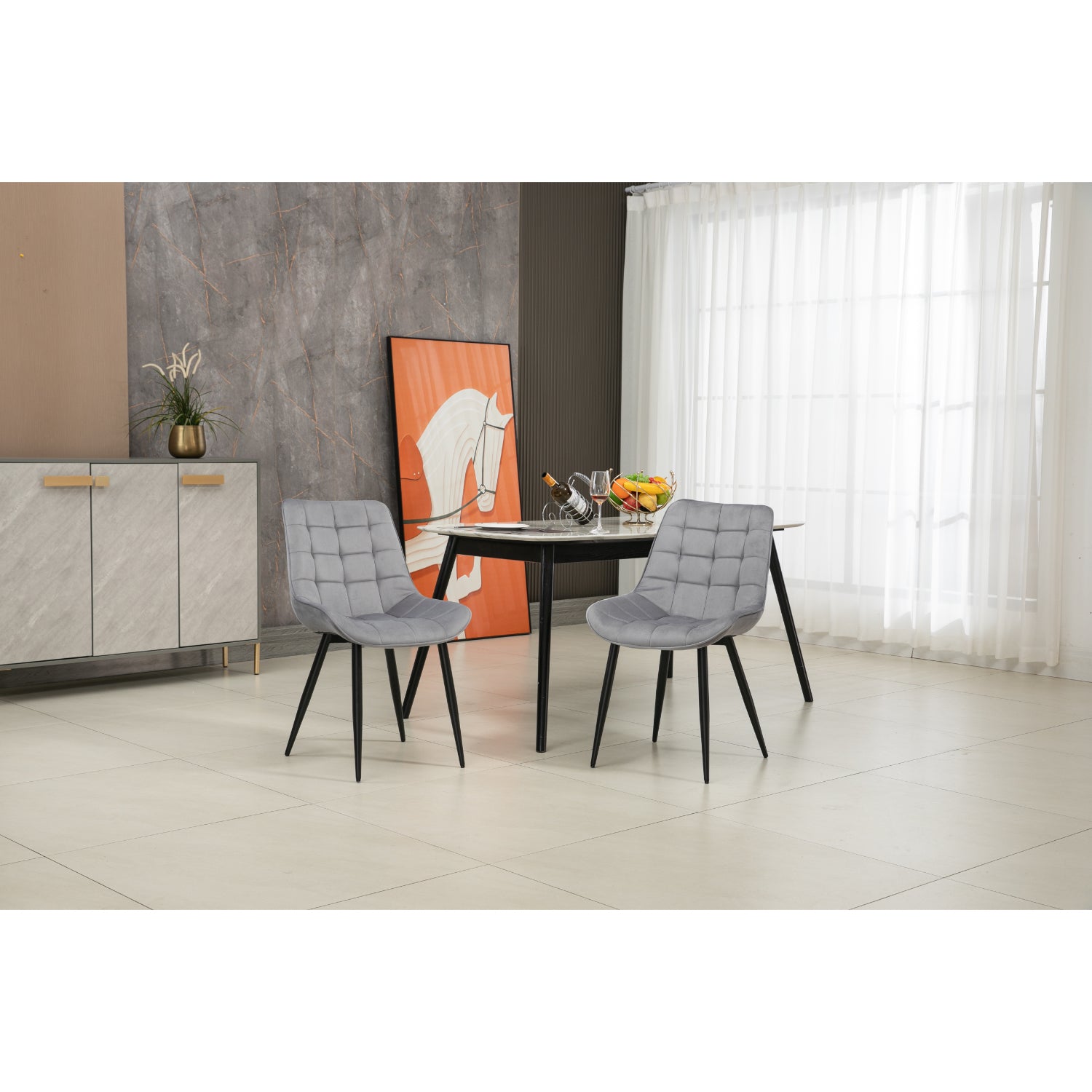 Aurora - Chaise de Salle à Manger - Velour Gris