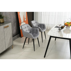 Set of 2 chairs / 32"H / Gray Velvet / Black