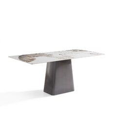 Dining Table - 36"x71" - White Ceramic / Black Metal