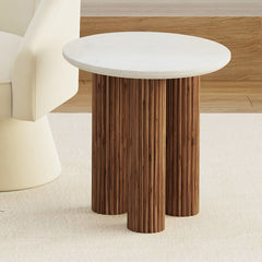 Jilsa - End table - Walnut and White