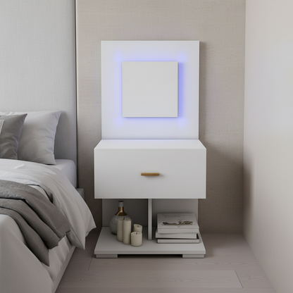 Nicole - Table de chevet avec LED - Blanc
