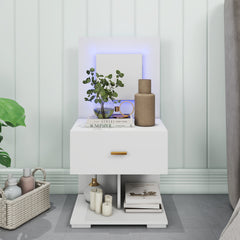 Nightstand with LED - Nicole - White