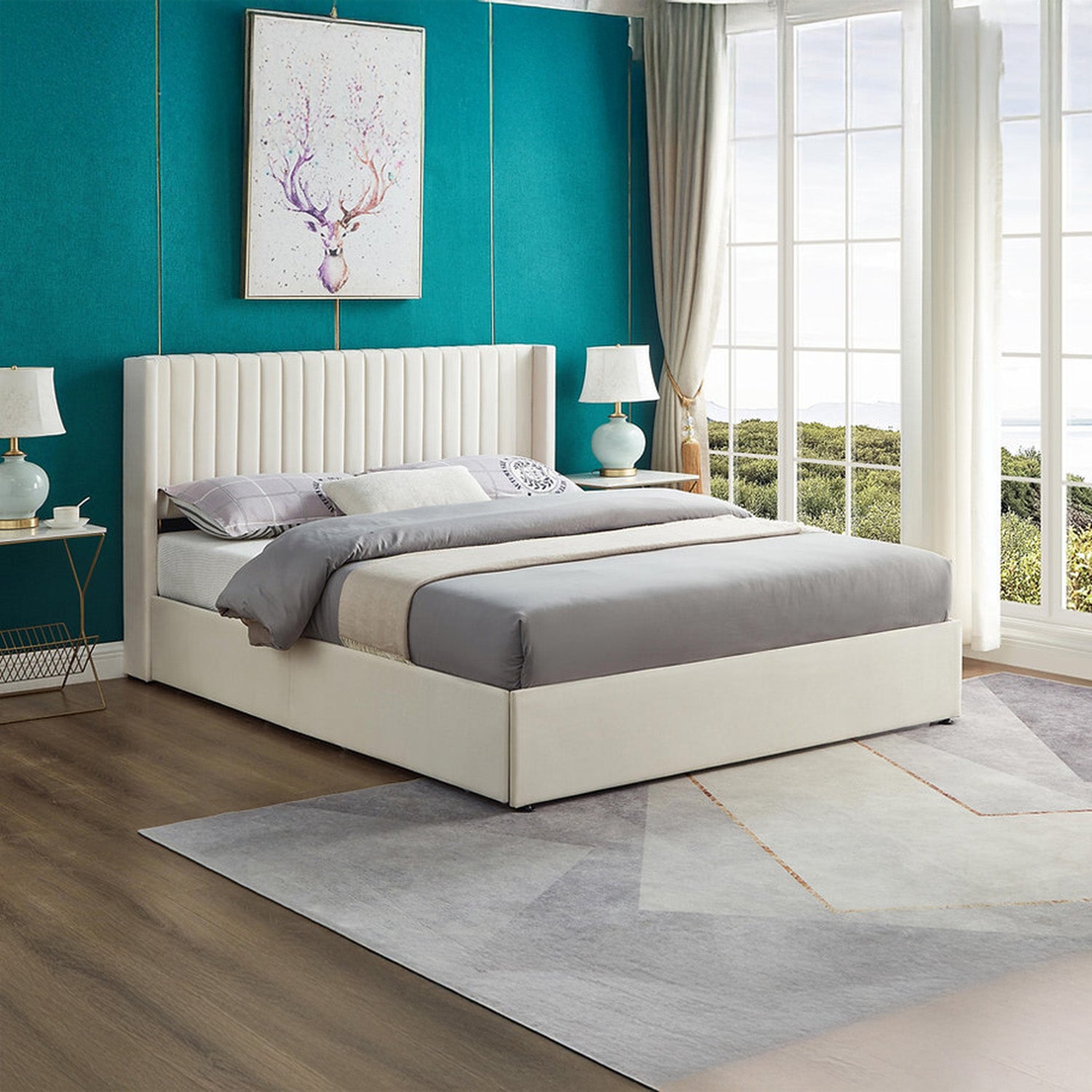 Bena - Queen Bed - Beige Velvet