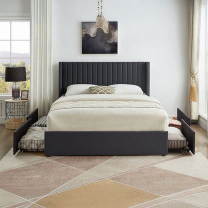 Bena - Queen Bed - Gray Velvet
