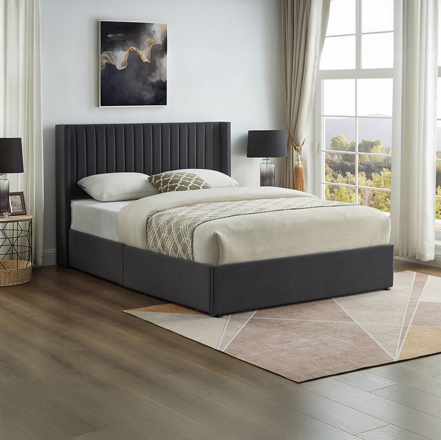 Bena - Queen Bed - Gray Velvet