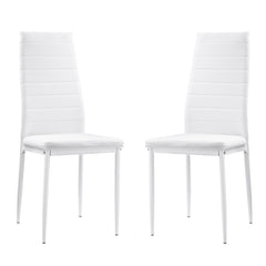 Set of 2 chairs / White Faux Leather / White