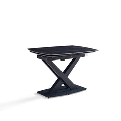 Extendable Dining Table - 33"x 47"-71" - Black Ceramic / Black Metal