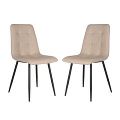 Set of 2 chairs / 36"H / Beige Faux Leather / Black
