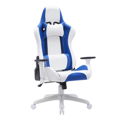Office Chair - Gaming / Faux Leather White / Blue