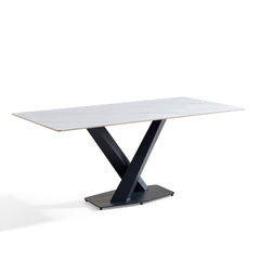 Dining Table - 36"x71" - White Ceramic / Black Metal