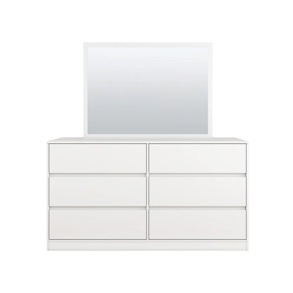 Verna - 6-Drawer Dresser with Mirror - Glossy White