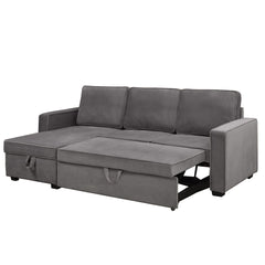 Reversible Sectional Sofa Bed - Gray Fabric - Olivia