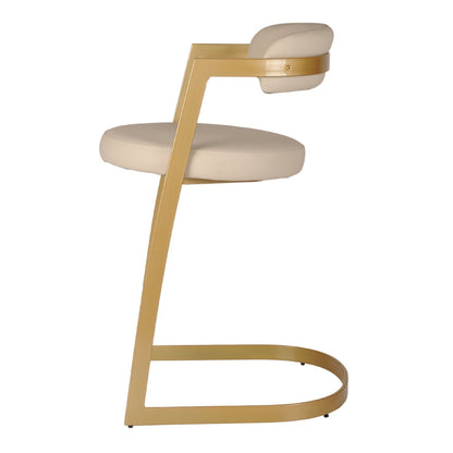 Denis - Chaise De Comptoir - 2pcs - Simili-Cuir Beige