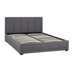 Bed - Queen / Gray fabric with storage with hydraulic platform
