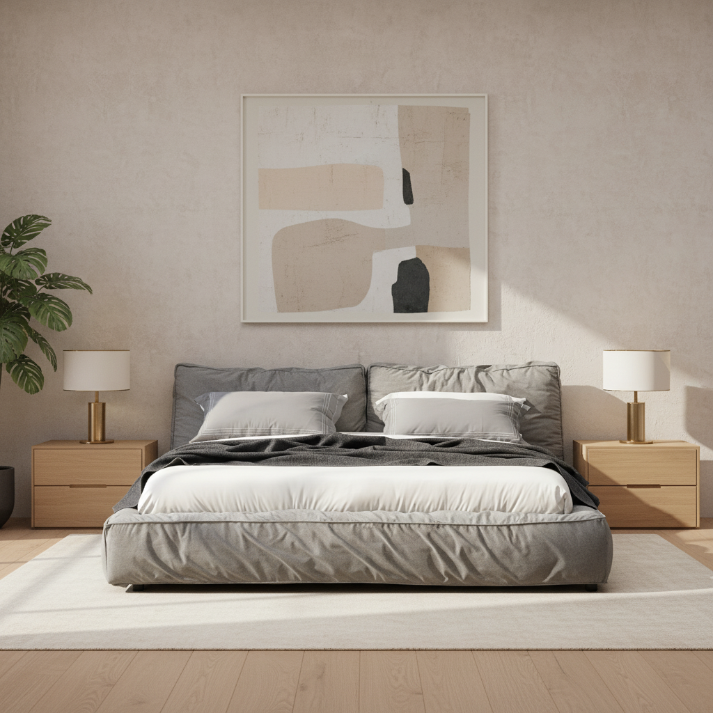 Elsy - Lit Queen - Tissu Gris