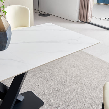 Alessio - Table à Manger - Céramique Blanc