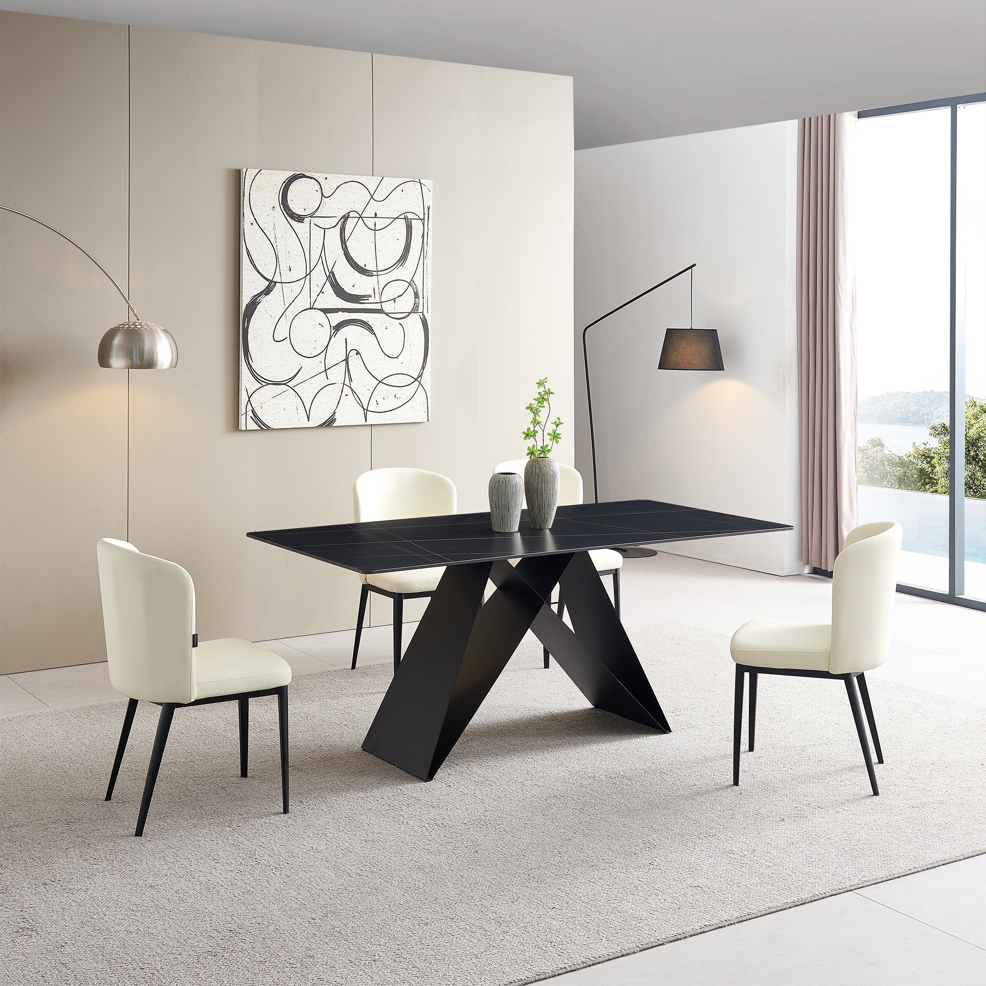 Isabella - Dining Table - Black Ceramic