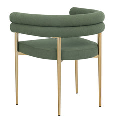 Ensemble de 2 chaises / 28"H / Tissu Vert Bouclé / Or