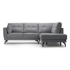 L-shaped Sectional Sofa - Pouf included - Gray - RICKI