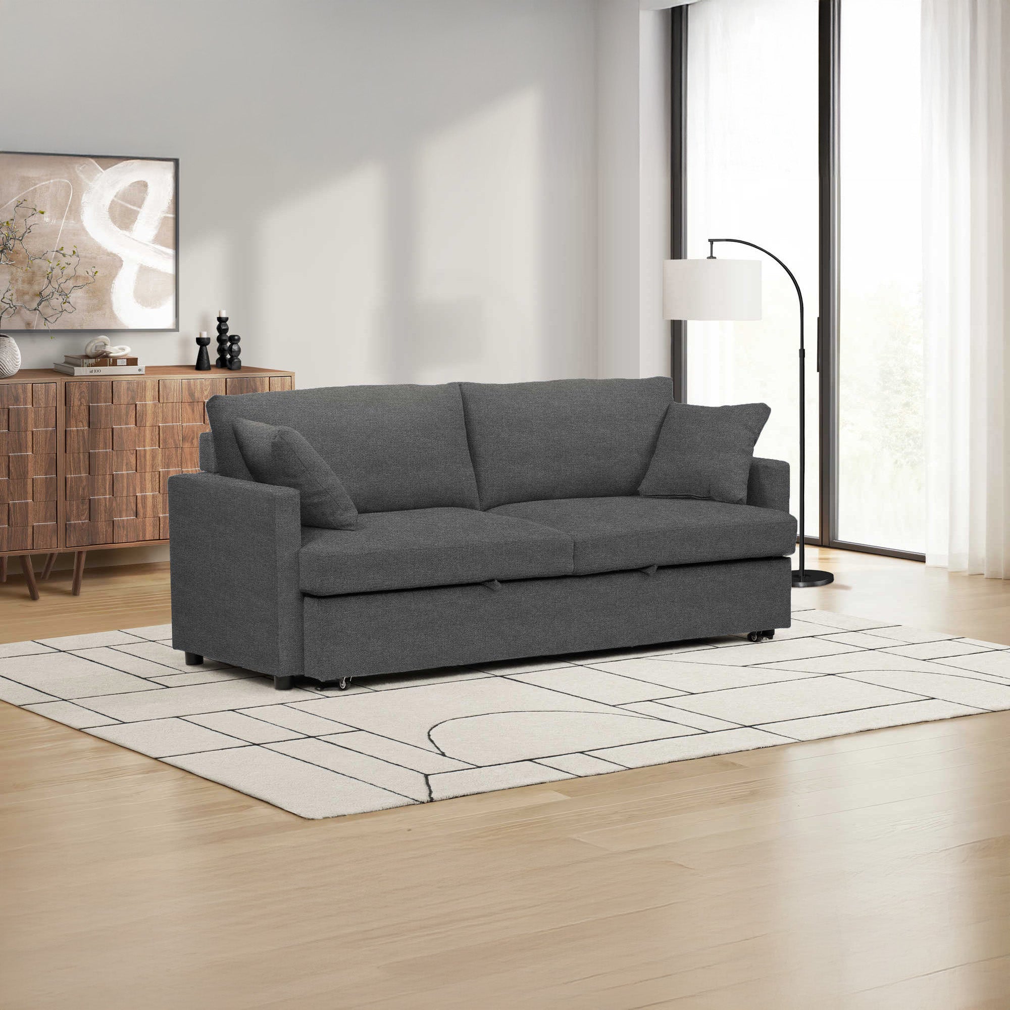 Elva - Sofa Bed - Charcoal Gray Fabric