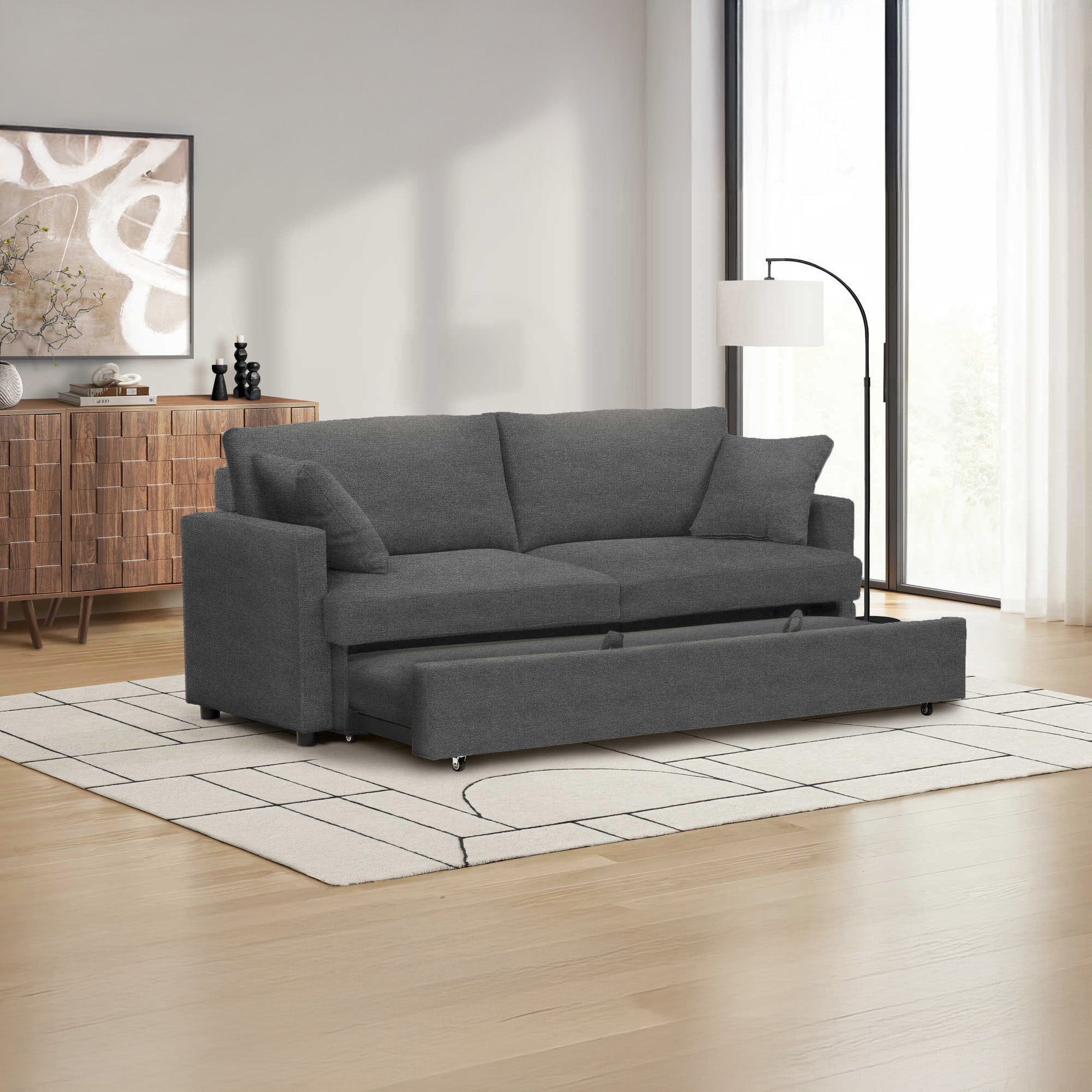 Elva - Sofa Bed - Charcoal Gray Fabric