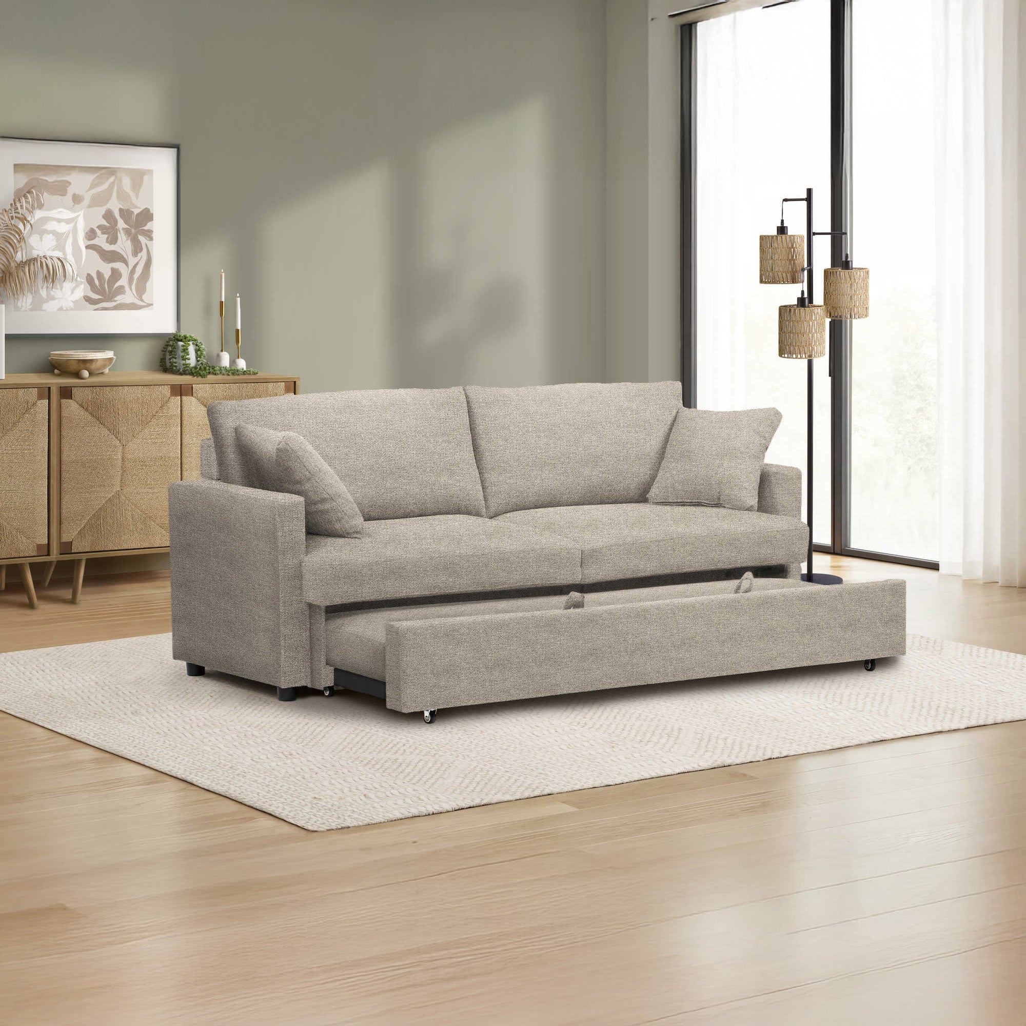 Elva - Sofa Bed - Beige Fabric