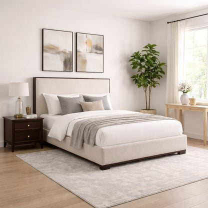 Tiana - Lit Queen - Tissu Beige