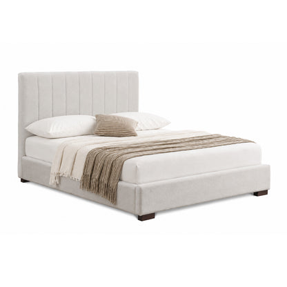 Evano - King Bed - Beige Fabric