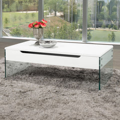 Jake - Table Basse avec Plateau Relevable - Blanc Lustré