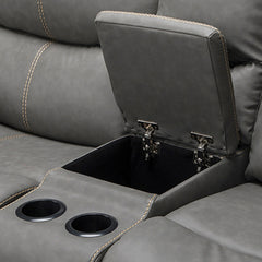 Reclining Loveseat - Gray PU Leather - Dave